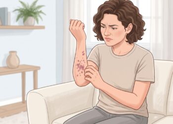 Manchas roxas que coçam nos punhos podem ser um sinal de líquen plano.