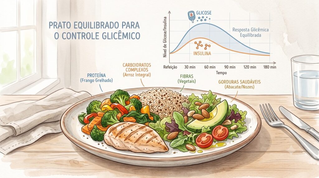 Refeições equilibradas ajudam a evitar oscilações de energia após comer.