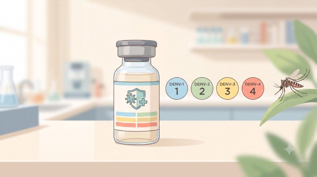 A Qdenga foi desenvolvida para proteger contra os quatro sorotipos do vírus da dengue.