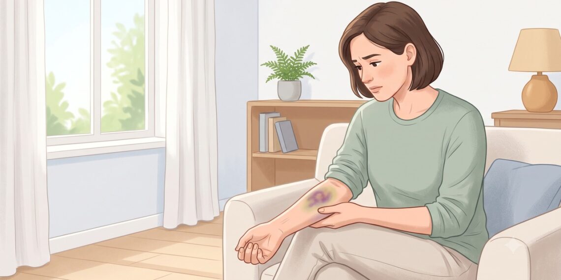 Hematomas frequentes sem batida clara podem ser um sinal de alerta para investigar.
