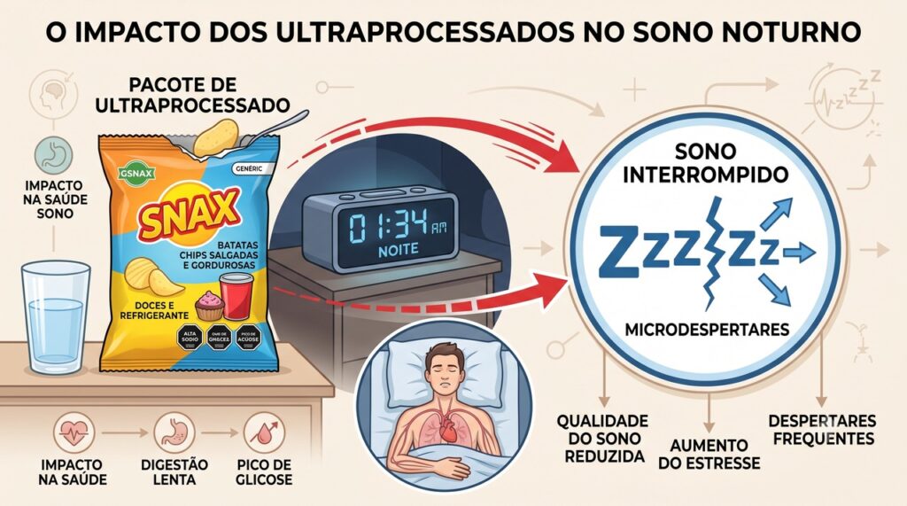 O consumo frequente de ultraprocessados pode se associar a sintomas de insônia crônica.