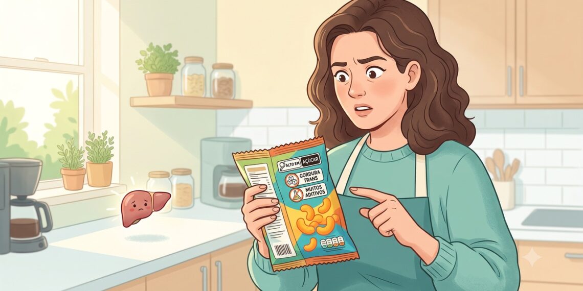 Ultraprocessados podem afetar o fígado por meio da microbiota intestinal.