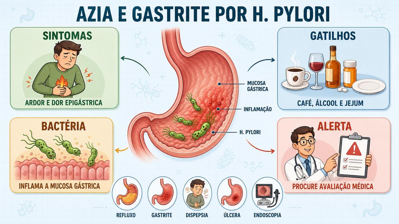 Sintomas, gatilhos, bactéria e sinais de alerta na gastrite.