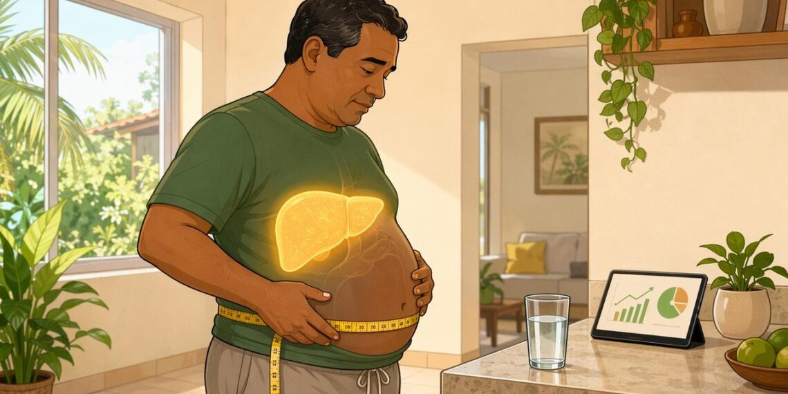 A barriga inchada persistente não se deve apenas à gordura, mas sim, em alguns casos, ao acúmulo de gordura no fígado que pede avaliação