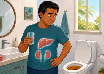 A cor mais escura da urina nem sempre é falta de água: pode ser um sinal de sobrecarga no fígado ou nos rins