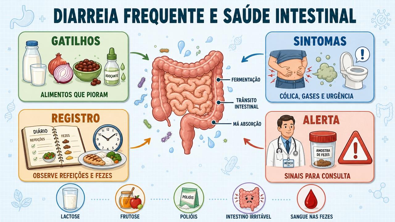 Gatilhos, sintomas, registro diário e sinais de alerta orientam a investigação intestinal.