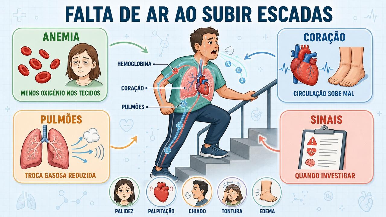 Infográfico resume causas e sinais de alerta da falta de ar.