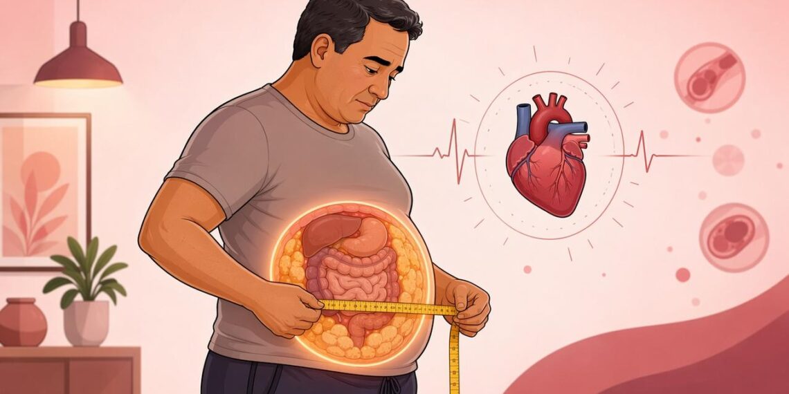 A gordura acumulada na barriga nem sempre é só peso extra, pode ser gordura visceral e um risco para o coração