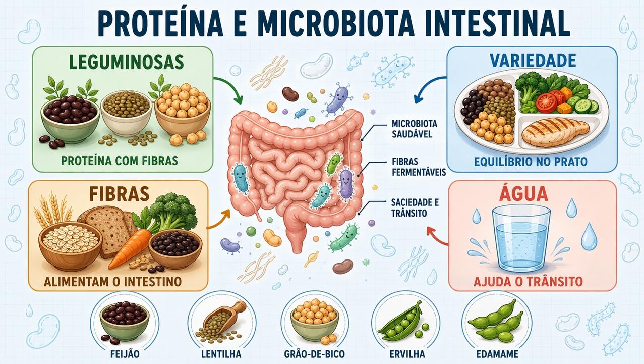 Leguminosas, fibras, variedade e água ajudam a proteger a microbiota intestinal.