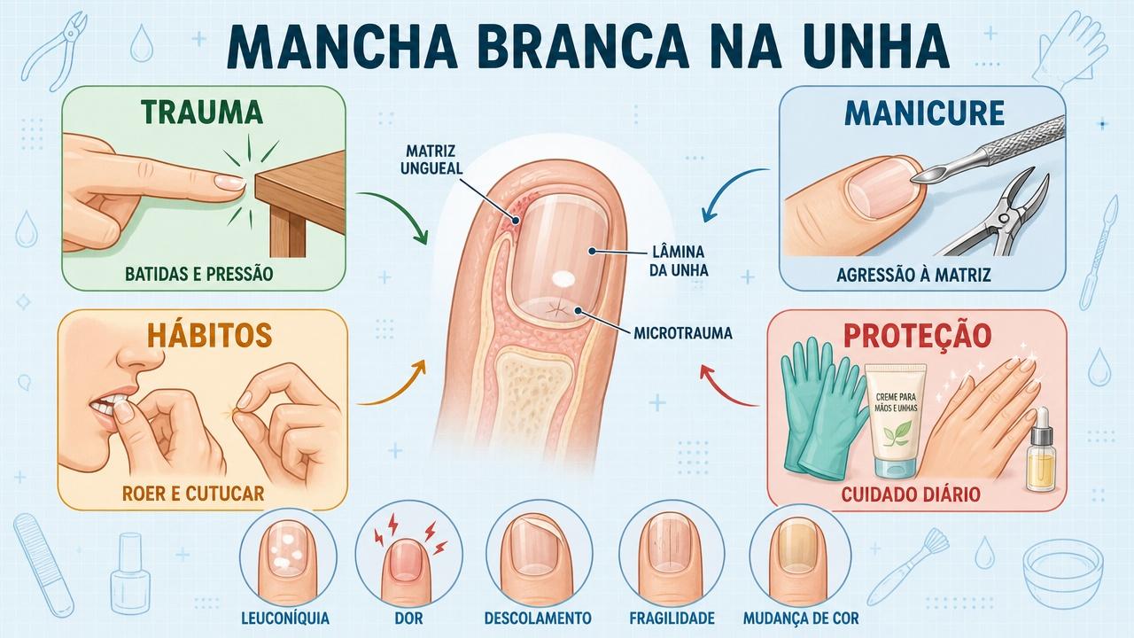 Trauma, manicure, hábitos e proteção explicam os principais cuidados com as unhas.