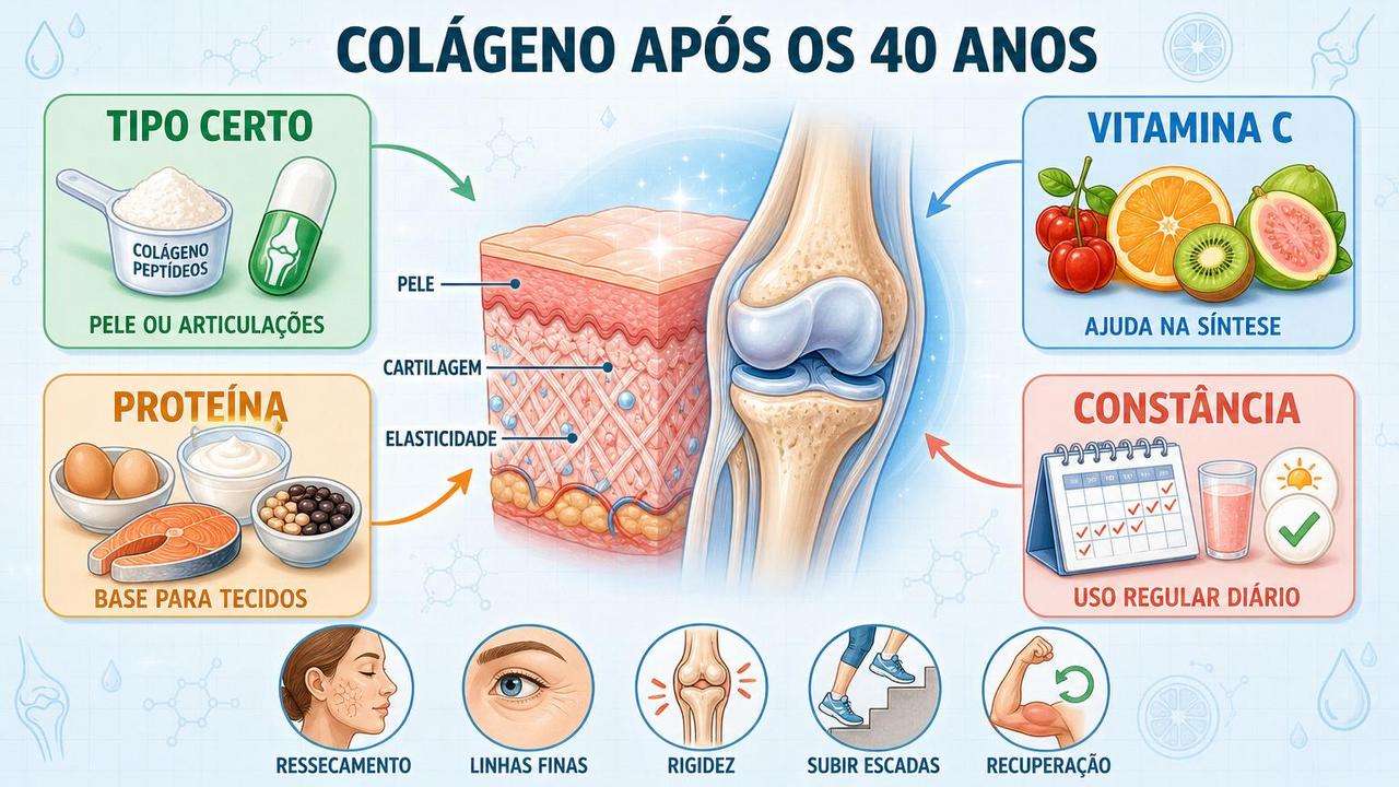 Tipo certo, vitamina C, proteína e constância sustentam melhores resultados com colágeno.