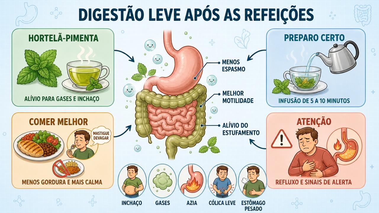 Infográfico resume preparo, benefícios, cuidados e hábitos para digestão mais confortável.