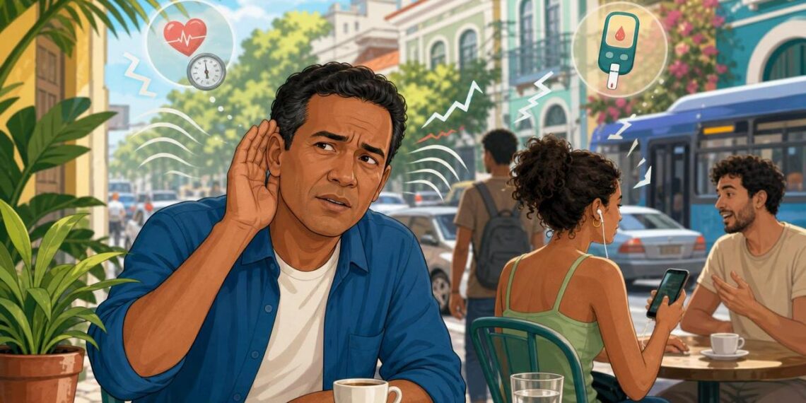 A perda de audição gradual nem sempre é só idade: pode ser um sinal de exposição a ruído, pressão alta ou diabetes
