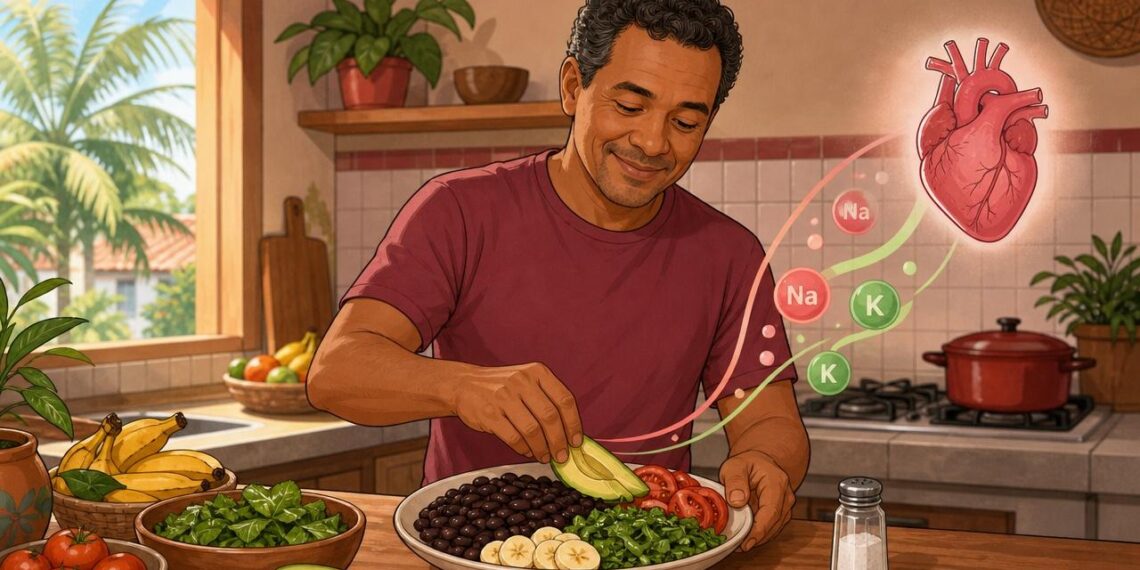 A pressão alta nos adultos modernos não se deve apenas ao excesso de sal presente na dieta, mas sim ao baixo consumo diário de potássio que regula o sódio dentro das células vivas do corpo