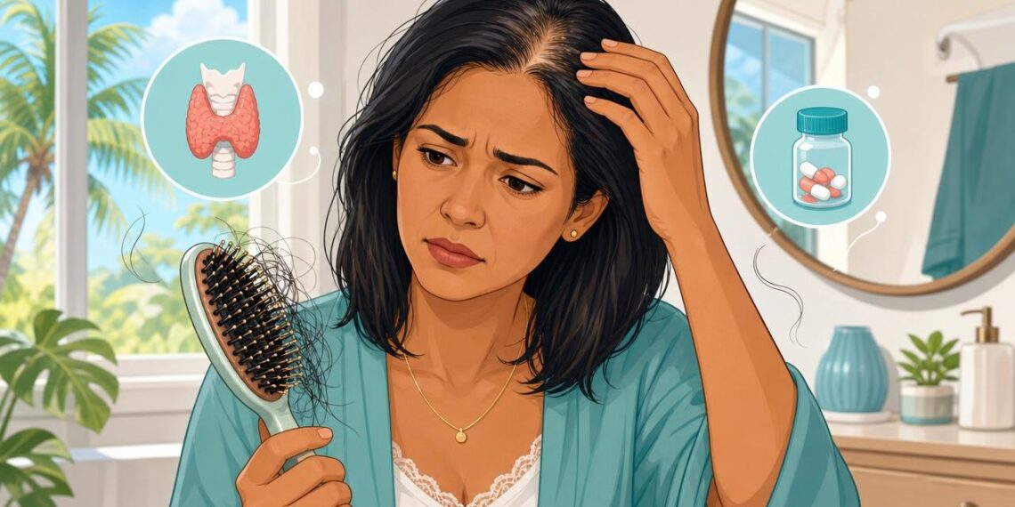 A queda de cabelo acentuada não se deve apenas ao estresse, mas sim, em muitos casos, a alterações da tireoide ou deficiência nutricional