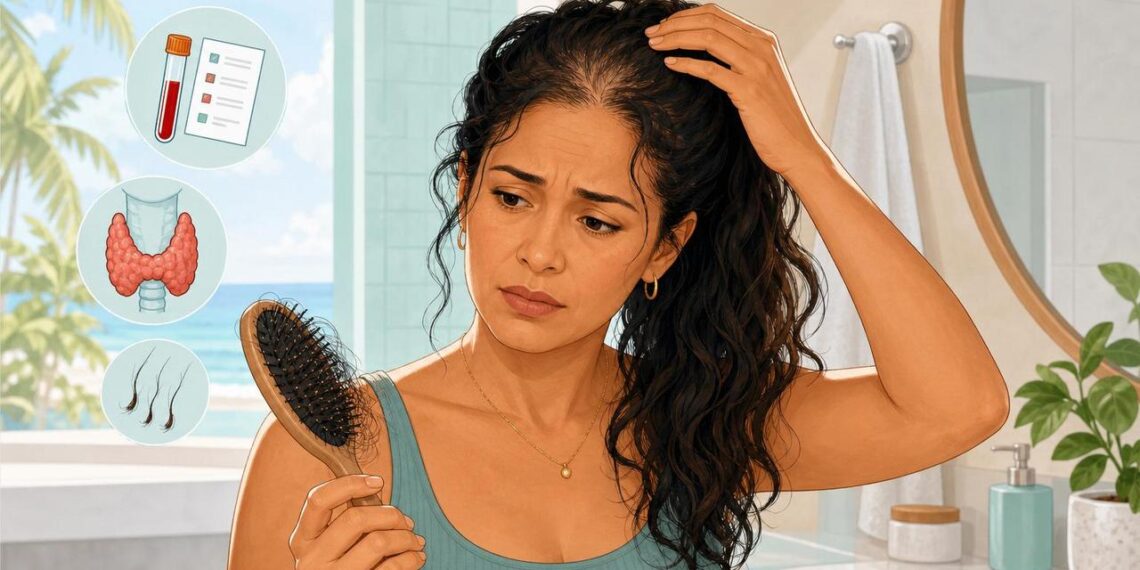 A queda de cabelo constante não se deve apenas ao estresse, mas sim à baixa reserva de ferro e à sobrecarga silenciosa da tireoide