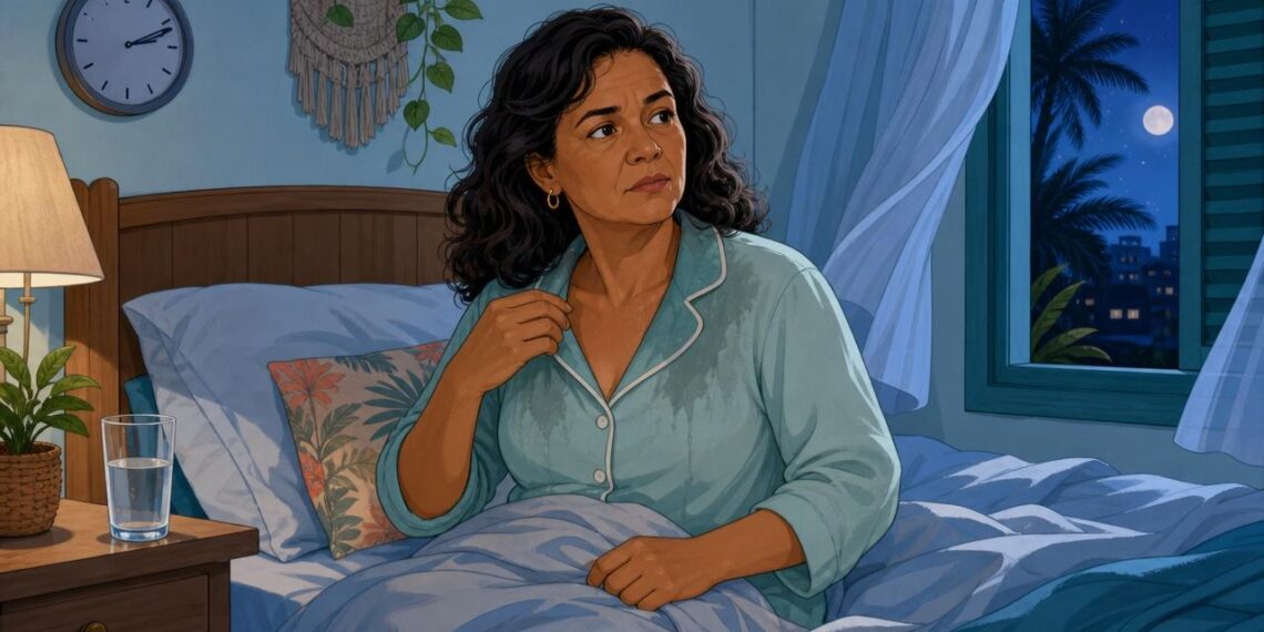 A sudorese noturna frequente nem sempre é calor: pode ser sinal de alteração hormonal ou da tireoide que merece avaliação