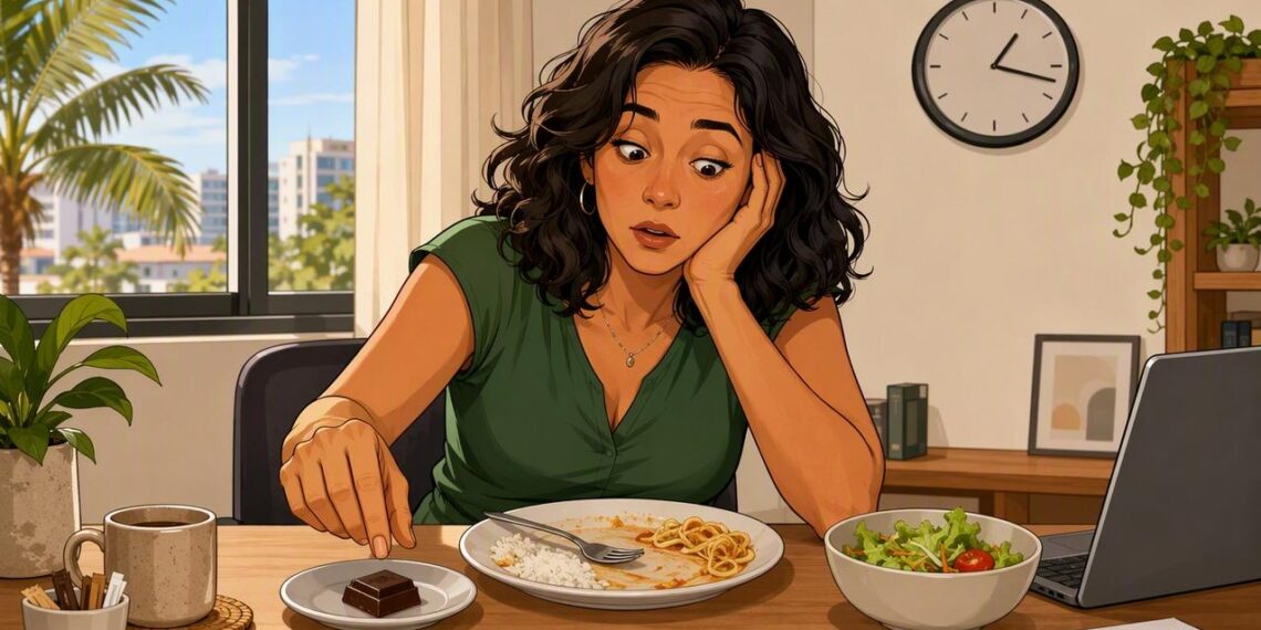 A vontade constante de comer doce à tarde nem sempre é falta de força de vontade, muitas vezes é queda de açúcar após refeições ricas em carboidrato