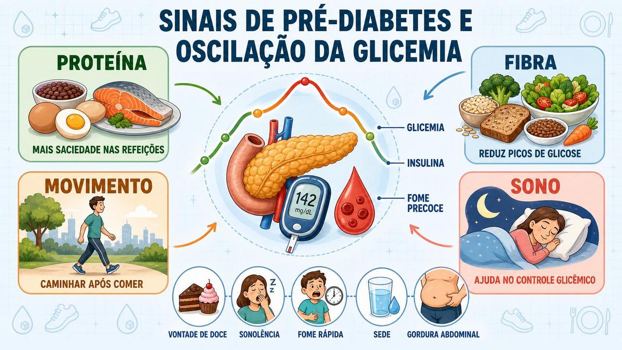 Proteína, fibra, movimento e sono ajudam a estabilizar a glicemia.