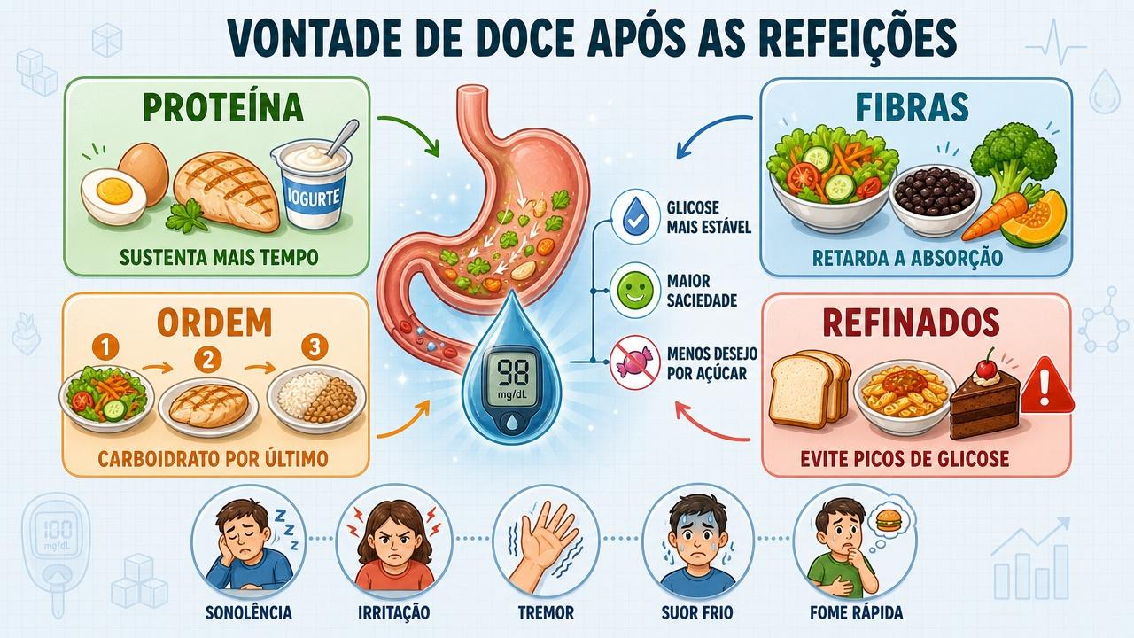 Proteína, fibras, ordem alimentar e menos refinados ajudam a reduzir desejos.