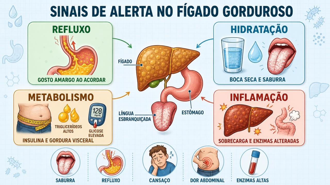 Refluxo, hidratação, metabolismo e inflamação resumem os principais alertas do quadro.