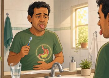 Acordar com a boca amarga e a língua esbranquiçada com frequência pode ser um dos primeiros indícios de sobrecarga e inflamação no fígado gorduroso e comprometido