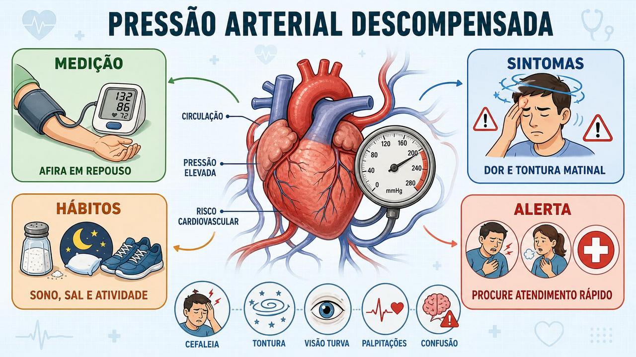 Medição, sintomas, hábitos e sinais de alerta orientam o controle da pressão.