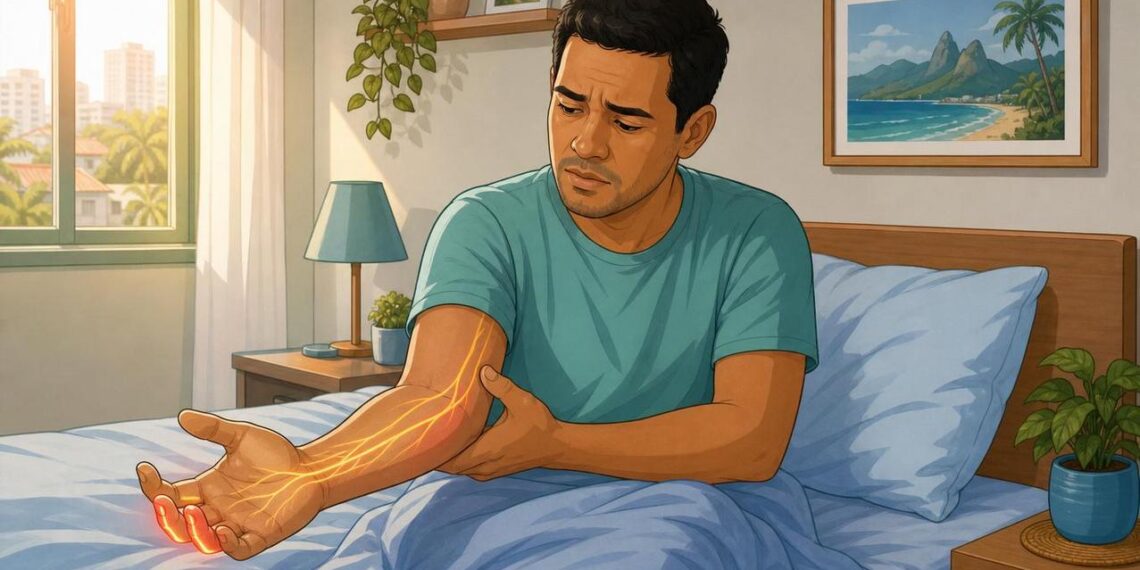 Acordar com dormência no dedo mindinho e no anelar nem sempre é má circulação, pode indicar compressão do nervo ulnar junto ao cotovelo