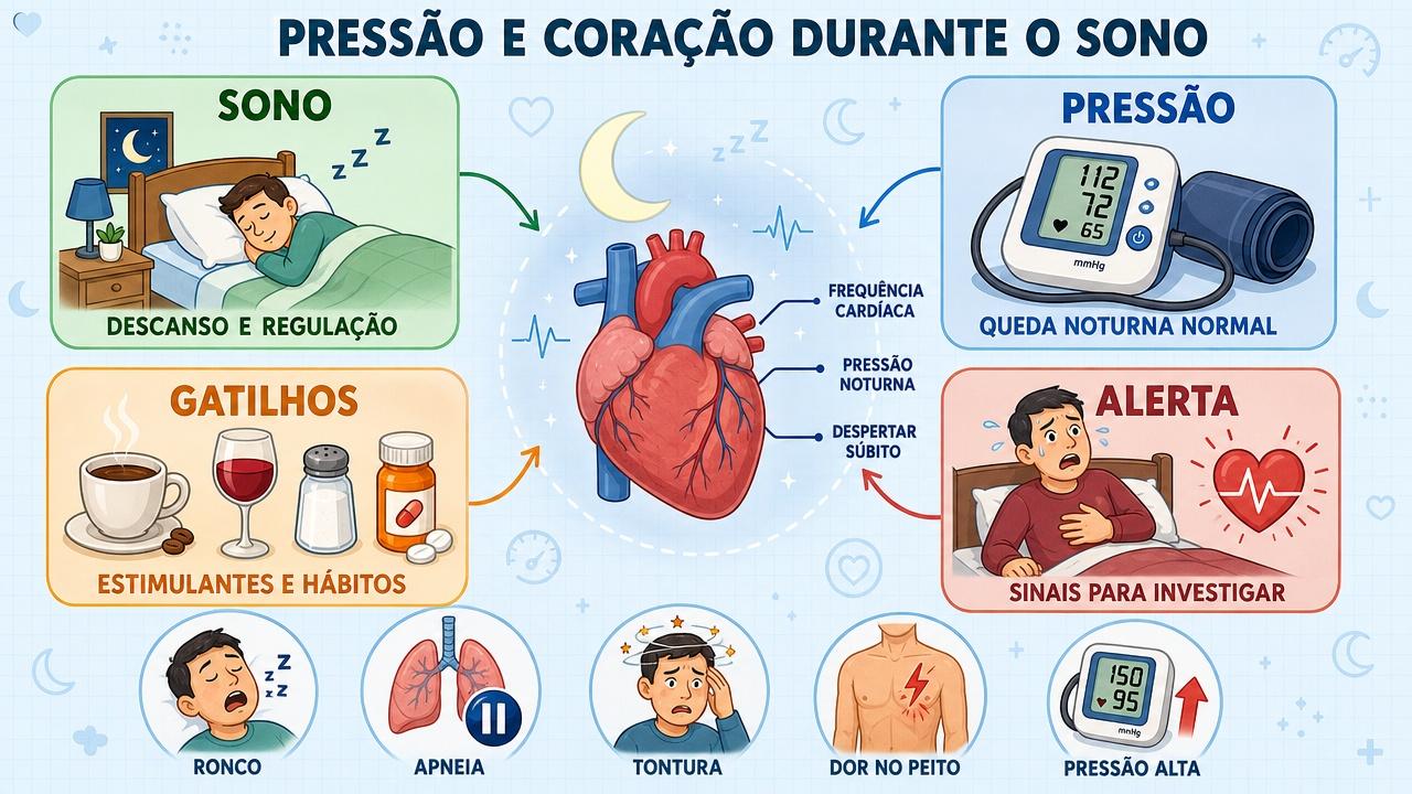 Sono, pressão, gatilhos e sinais de alerta explicam palpitações na madrugada.