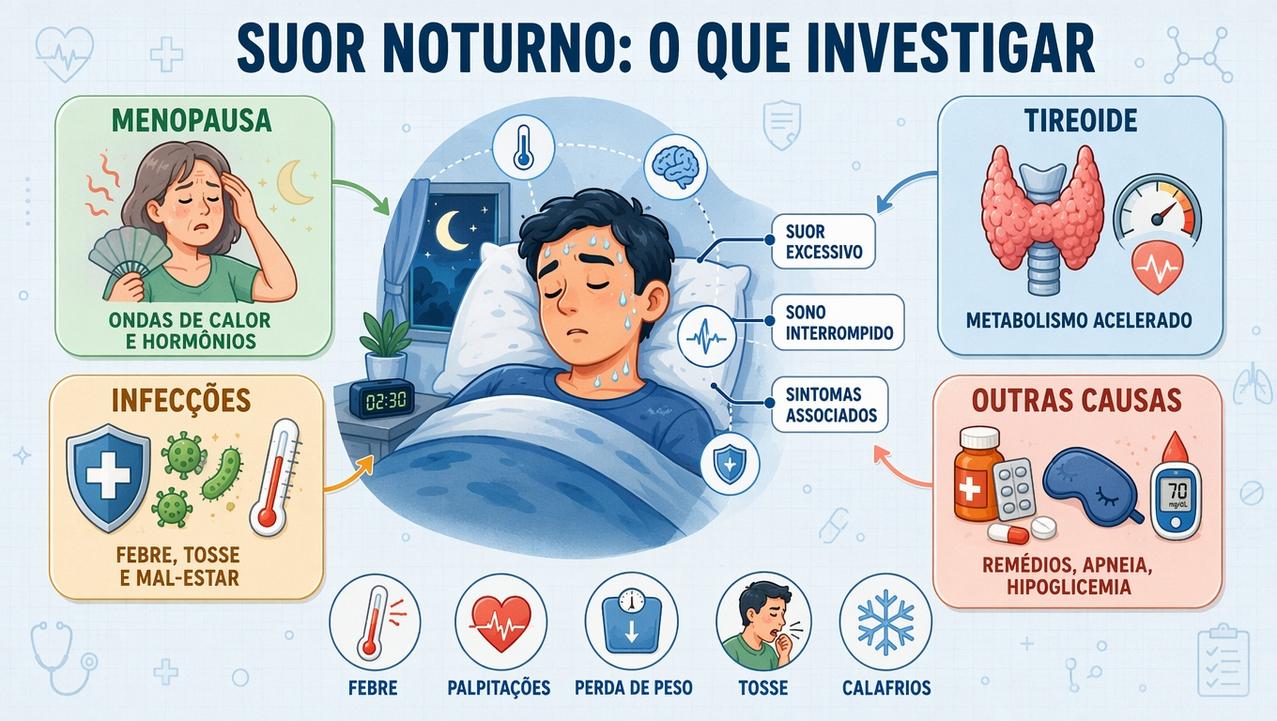 Menopausa, tireoide, infecções e outras causas orientam a investigação clínica.