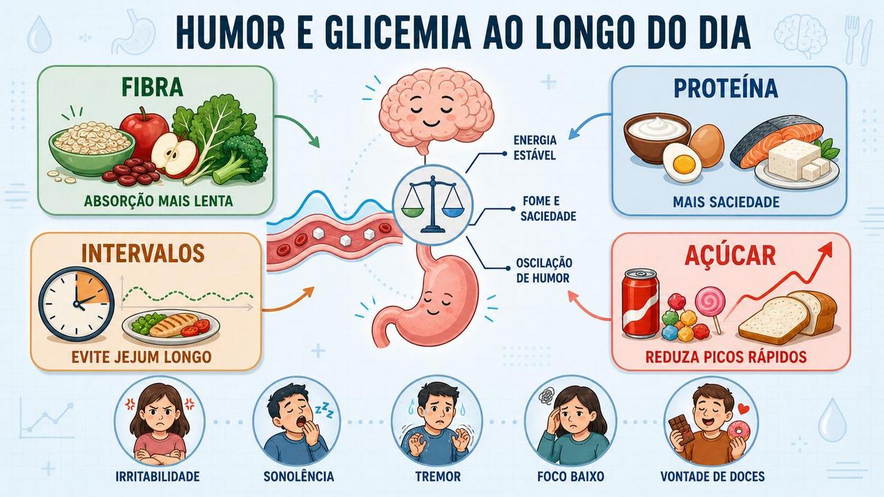 Fibra, proteína, intervalos regulares e menos açúcar ajudam a estabilizar o humor.