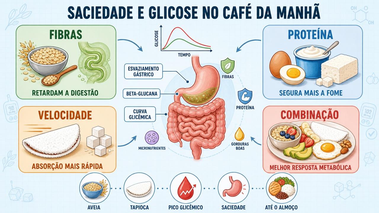 Fibras, proteína, velocidade de digestão e combinação definem saciedade e glicose.