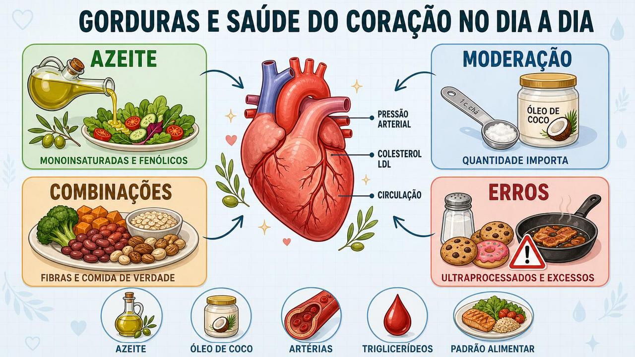 Infográfico resume composição, moderação, combinações e erros na escolha das gorduras.
