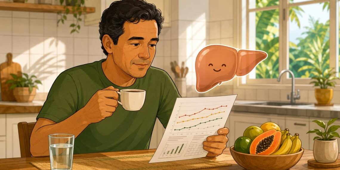 Café e fígado gorduroso: o que um estudo científico recente investigou sobre enzimas hepáticas alteradas em pessoas com MASLD