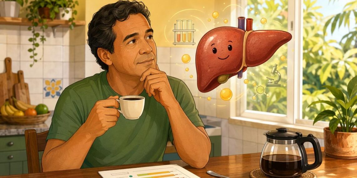 Café e fígado gorduroso: o que um estudo recente investigou sobre enzimas hepáticas em pessoas com MASLD e possíveis benefícios
