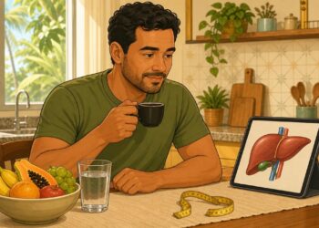 Café sem açúcar e fígado gorduroso: novo estudo investiga a relação com risco metabólico e microbiota intestinal em adultos saudáveis