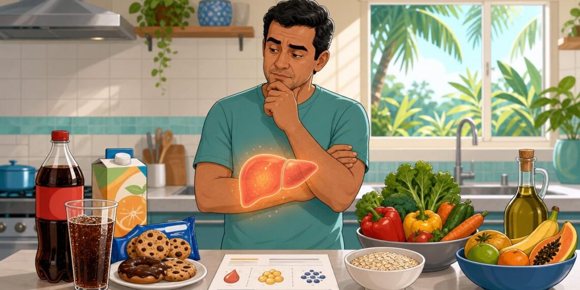 Colesterol alto nem sempre se deve só à gordura da comida: muitas vezes está ligado ao excesso de açúcar e ao fígado sobrecarregado