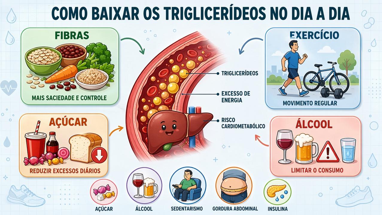 Fibras, exercício, menos açúcar e menos álcool formam a base do controle.