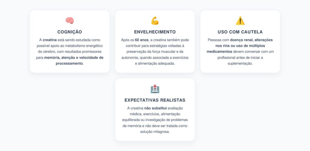 Creatina Após os 60 Anos: O que as Pesquisas Mostram Sobre Memória, Atenção e Envelhecimento