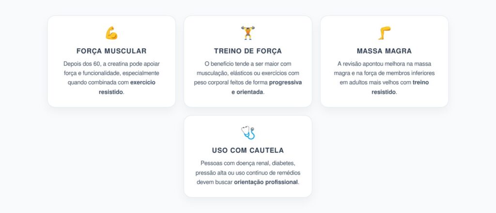 Creatina Depois dos 60: Benefício Maior com Treino de Força