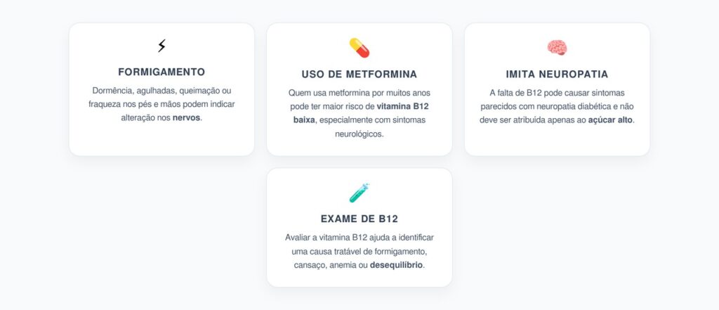 Metformina e B12 Baixa: Formigamento que Pode Imitar Neuropatia