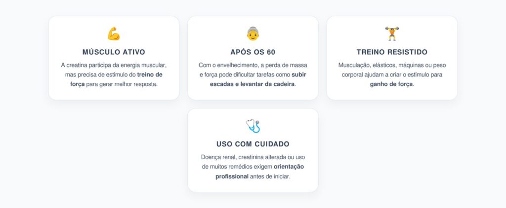 Creatina Depois dos 60: Por Que Ela Precisa do Treino de Força