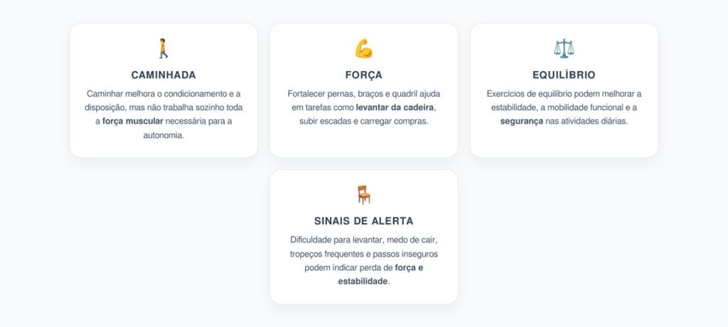 Força e Equilíbrio Após os 65: O Que Mais Ajuda a Preservar Autonomia