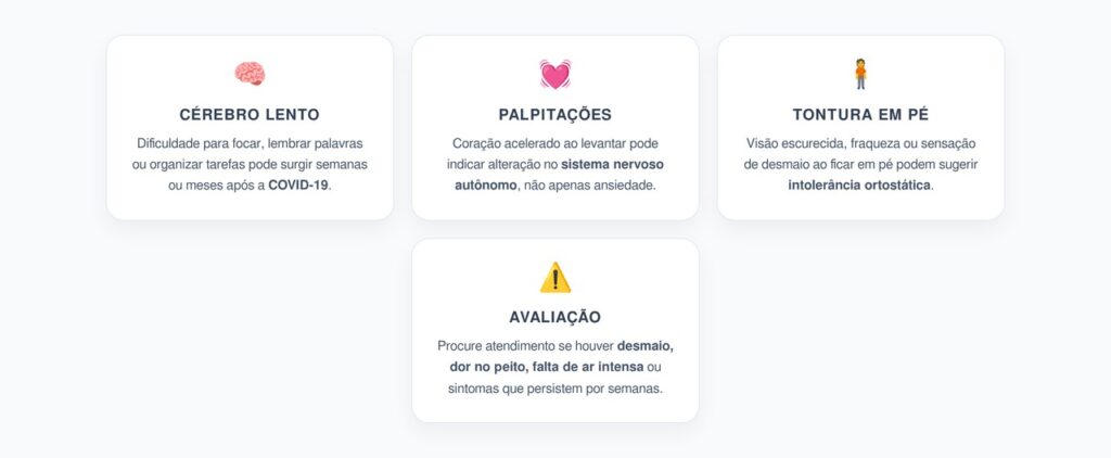 Cérebro Lento, Palpitações e Tontura em Pé: Sinais de COVID Longa