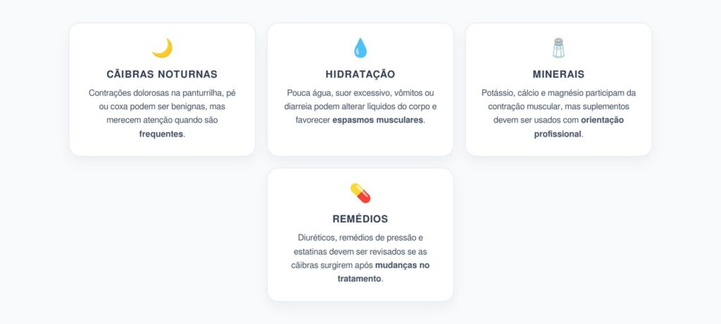 Cãibras Noturnas Frequentes: Quando Investigar Hidratação, Minerais e Remédios