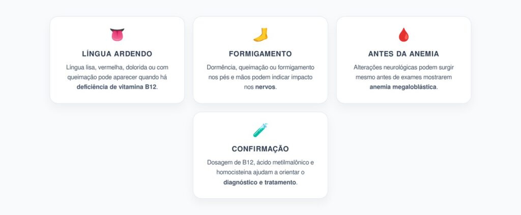 Vitamina B12 Baixa: Sinais na Língua e nos Nervos Antes da Anemia