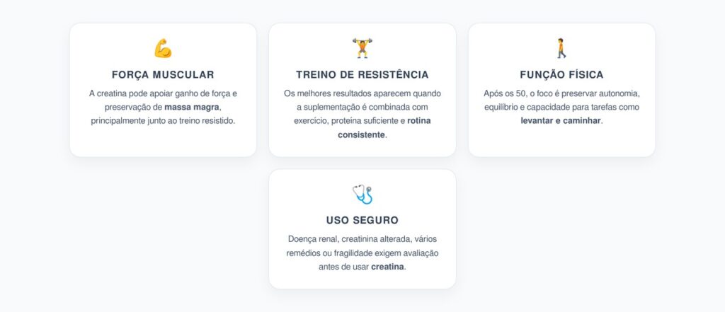 Creatina Depois dos 50: Força, Músculo e Função no Envelhecimento