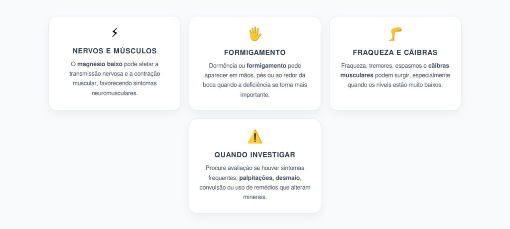 Magnésio Baixo: Formigamento, Fraqueza e Cãibras Como Sinais de Alerta