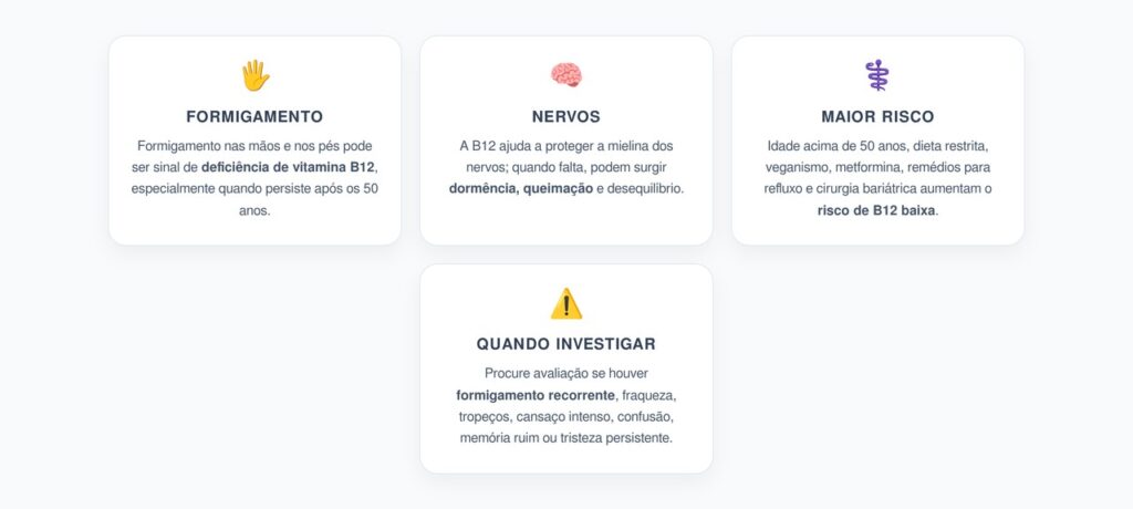 Vitamina B12 Baixa: Formigamento nas Mãos e Pés Depois dos 50