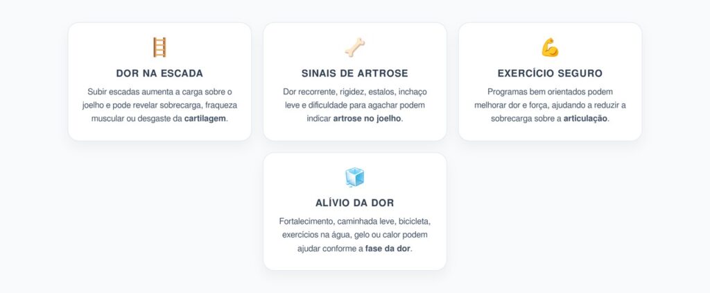 Dor no Joelho ao Subir Escadas: Sinais de Artrose e Medidas que Costumam Aliviar